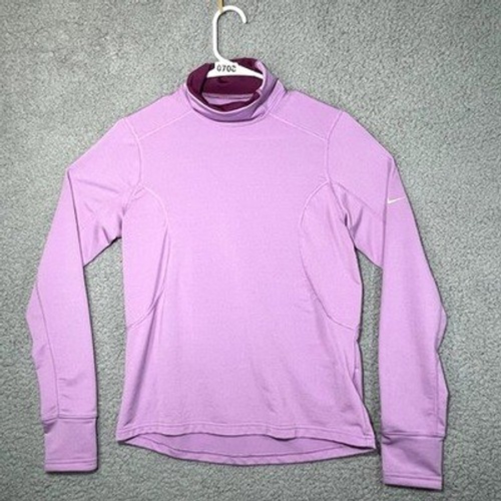 Nike Dri-FIT Pullover‎ Girls Medium Purple Mock Neck Long Sleeve Active Youth